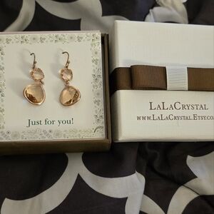 LaLaCrystal Champagne Peach Pink Earrings